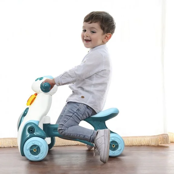 Porteur Enfant Draisienne pour Apprentissage de l'Equilibre avec Musique et Lumière Bleu