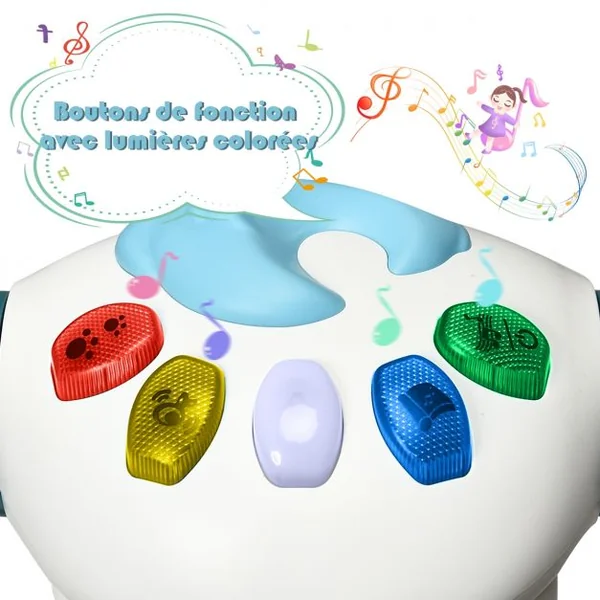 Porteur Enfant Draisienne pour Apprentissage de l'Equilibre avec Musique et Lumière Bleu
