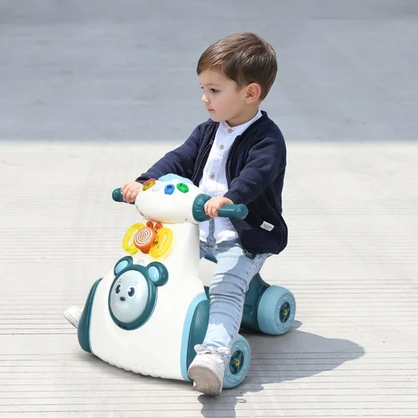 Porteur Enfant Draisienne pour Apprentissage de l'Equilibre avec Musique et Lumière Bleu