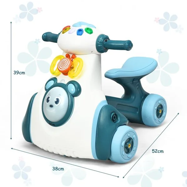 Porteur Enfant Draisienne pour Apprentissage de l'Equilibre avec Musique et Lumière Bleu