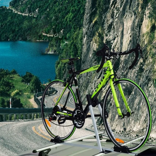 Porte-Vélo pour Barres de Toit avec Verrou Antivol pour 1 Vélo Capacité 15 Kg en Aluminium135x23,5x60cm Noir