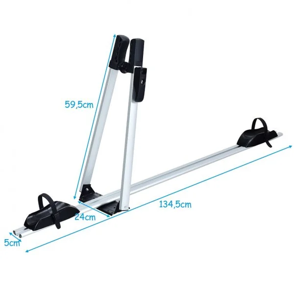 Porte-Vélo pour Barres de Toit avec Verrou Antivol pour 1 Vélo Capacité 15 Kg en Aluminium135x23,5x60cm Noir