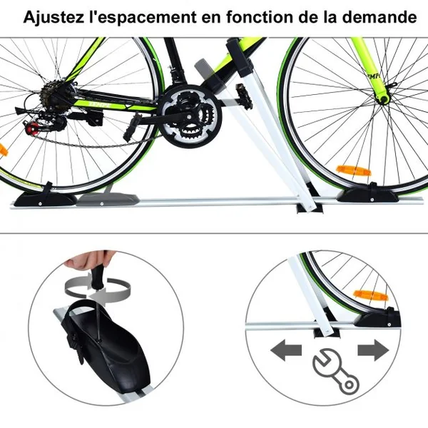 Porte-Vélo pour Barres de Toit avec Verrou Antivol pour 1 Vélo Capacité 15 Kg en Aluminium135x23,5x60cm Noir