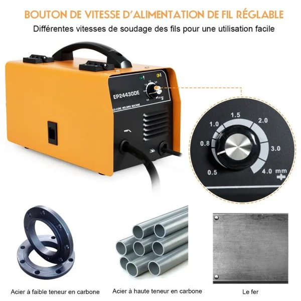 Poste à Souder Mig 130 Machine de Soudage 30-120a 220-240v 50hz avec Accessoires en Fer 345x185x25cm Orange