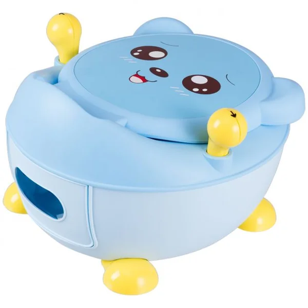 Pot de Bébé Siège de Toilettes pour Bébé Enfant avec Couvercle Anti-odeur en Forme d’Ours Bleu