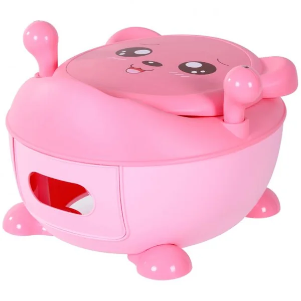 Pot de bébé Siège de toilettes pour enfant de 6 mois à 5 ans avec Couvercle anti-odeur en Forme d’Ours 1,9 L, Rose