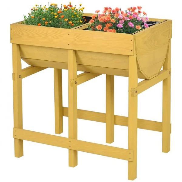 Potager sur Pied Bac Jardinière en Bois Pot à Fleur pour Culture Potagère sur Balcon ou Terrasse 70*44,5*72CM
