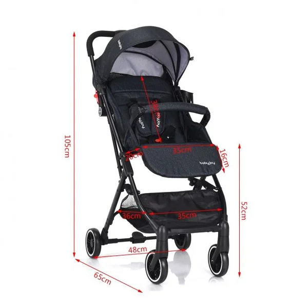 Poussette bébé enfant 2 en 1 avec la Ceinture de sécurité 5 Points Pliable Ultra compacte, 81x47.5x104cm, foncé