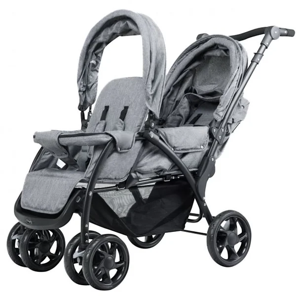 Poussette Double 2 en 1 pour Bébé + 6 Mois Poussette et Berceau Pliable Capacité Siège 15kg, 123x59x102cm, Gris
