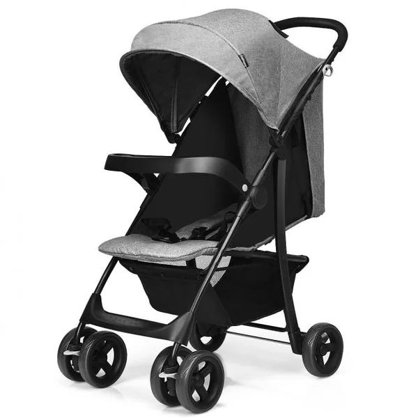 Poussette Pliable pour Bébé de 6-36 Mois avec Pare-soleil Angle de Dossier Réglable Capacité 15 Kg 76x50x107cm Gris