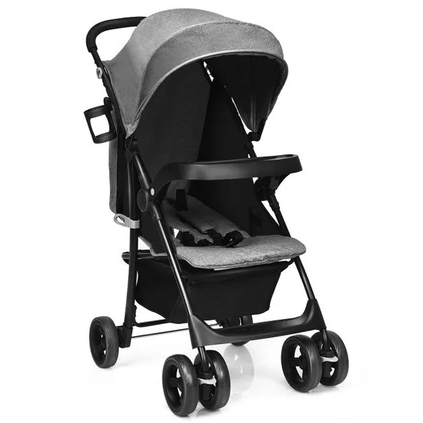 Poussette Pliable pour Bébé de 6-36 Mois avec Pare-soleil Angle de Dossier Réglable Capacité 15 Kg 76x50x107cm Gris