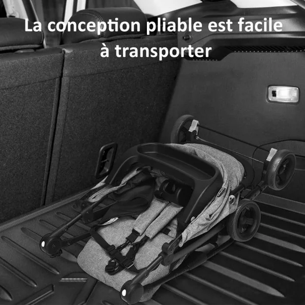 Poussette Pliable pour Bébé de 6-36 Mois avec Pare-soleil Angle de Dossier Réglable Capacité 15 Kg 76x50x107cm Gris