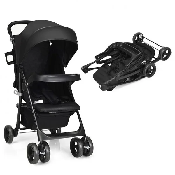 Poussette Pliable pour Bébé de 6-36 Mois avec Pare-soleil Angle de Dossier Réglable Capacité 15 Kg 76x50x107cm Noir