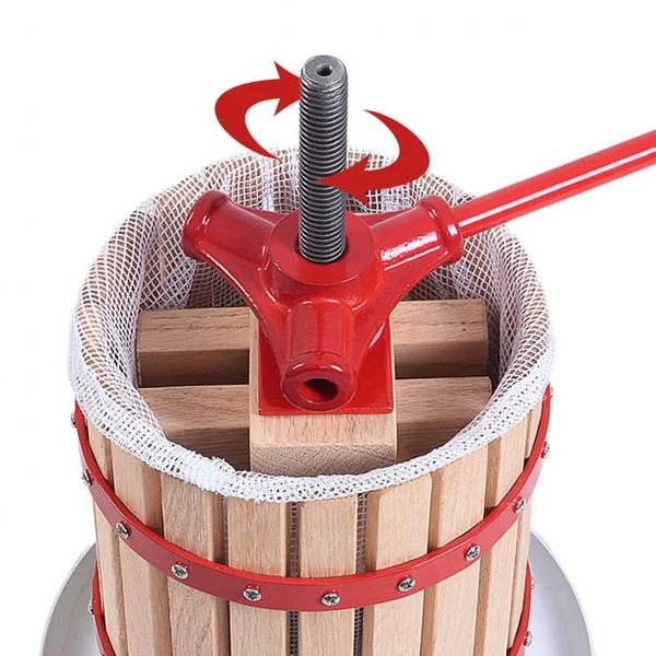 Pressoir à Fruits Manuel sur Pied Presse-agrumes par Pression de Broche Long Manche Capacité 6L en Bois de Chêne + Fer