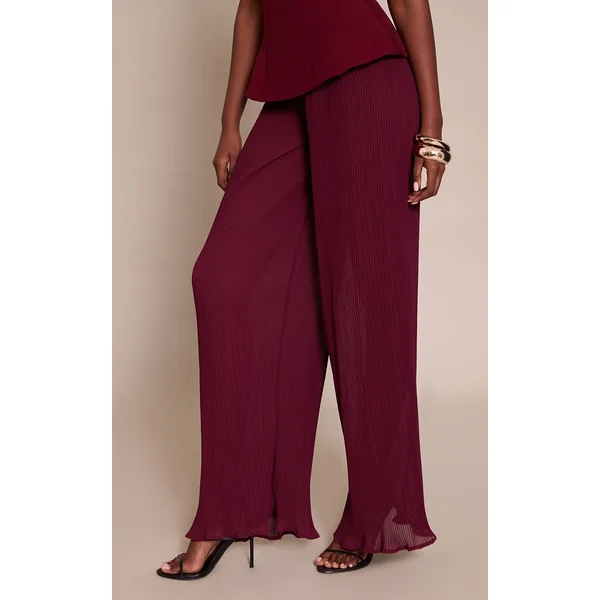 Prune Combinaison Bandeau Tissée À Jambes Plissées