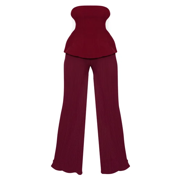 Prune Combinaison Bandeau Tissée À Jambes Plissées