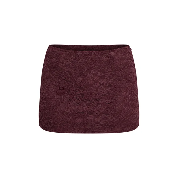 Prune Foncé Mini-jupe Drapée Avec Détail En Mesh
