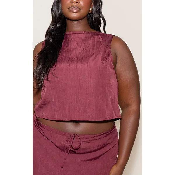 Prune Gilet Grande Taille Texturé Avec Détail Lien À Nouer Coordonné