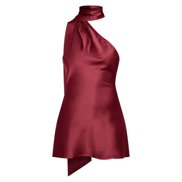 Prune Robe Moulante À Détail Foulard En Satin Imprimé Fleuri