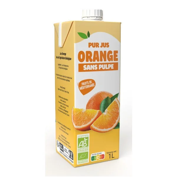 Pur jus d'orange sans pulpe 1L
