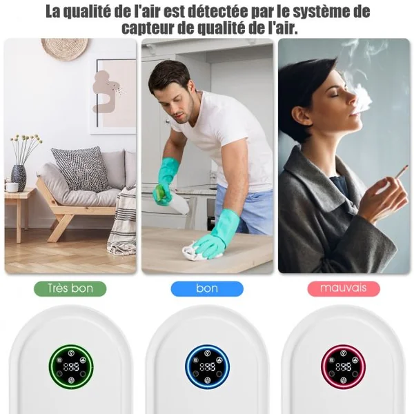 Purificateur d'Air 50w pour Pièces de 30-40m²avec Système de Capteur Intelligent Minuterie Affichage Led 27x17,6x60cm