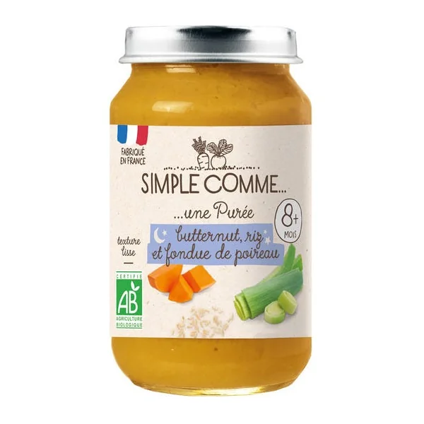 Purée butternut riz et fondue de poireau pot 200g