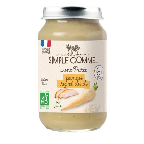 Purée panais riz dinde pot 190g