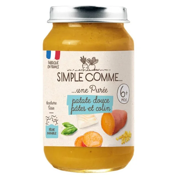 Purée patate douce pâtes et colin pot 190g