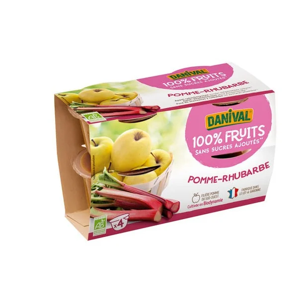Purée pomme rhubarbe 4x100g