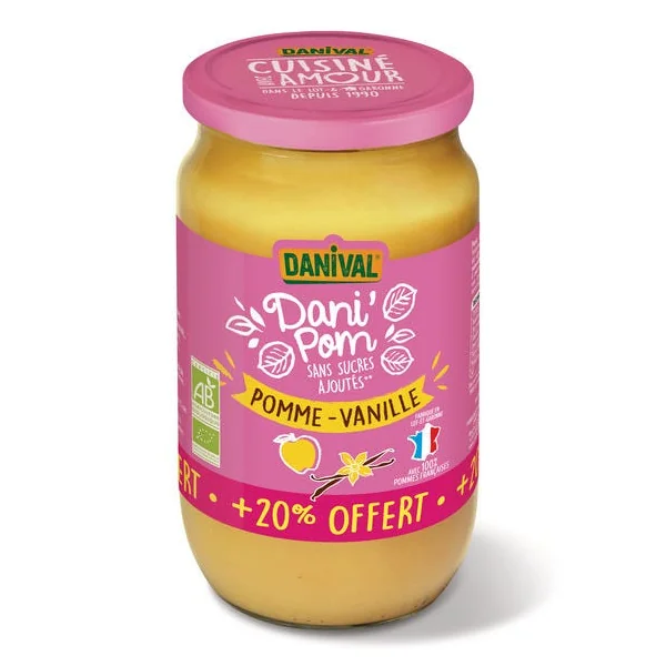 Purée pomme vanille 700g + 20% offert