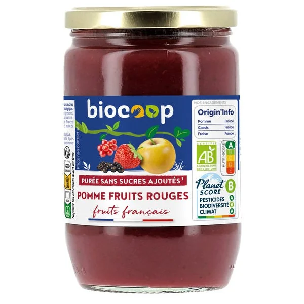 Purée pommes fruits rouges 625g