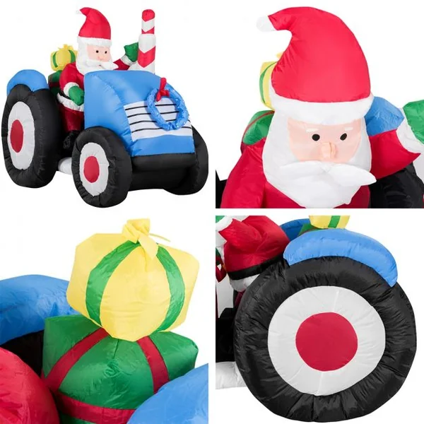 Père Noël Gonflable Décoratif 170 Cm Illuminé Par Led 2 Piquets de Sol + Cordes Ventilateur en Polyester Imperméable