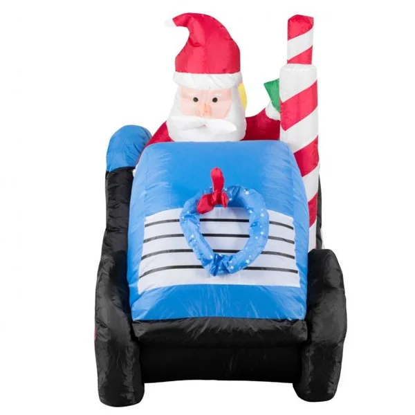 Père Noël Gonflable Décoratif 170 Cm Illuminé Par Led 2 Piquets de Sol + Cordes Ventilateur en Polyester Imperméable