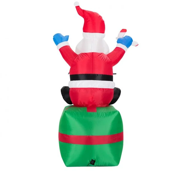 Père Noël Gonflable Décoratif 180 Cm Illuminé Par Led Transformateur Gonfleur en Tissu Polyester Imperméable