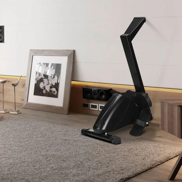 Rameur d'Appartement Pliable à Résistance 10 Niveaux Ecran Lcd Capacité 120kg Musculation Des Bras Cardio-Training Noir