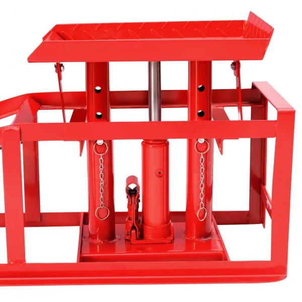 Rampe de Levage Véhicule Vérin Hydraulique Système anti-basculement Hauteur Réglable de 265 à 370 mm 1 Tonne Rouge