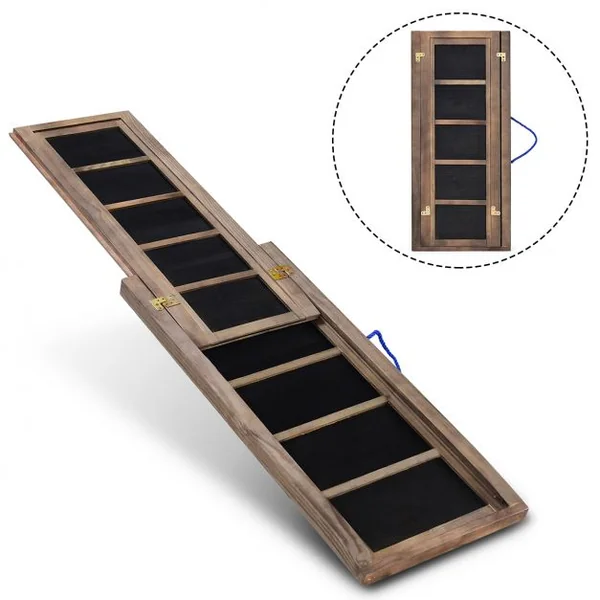 Rampe pour chien pliable Échelle pour animaux Rampe télescopique pour animal en Bois de Sapin, 165x435x5cm, Marron