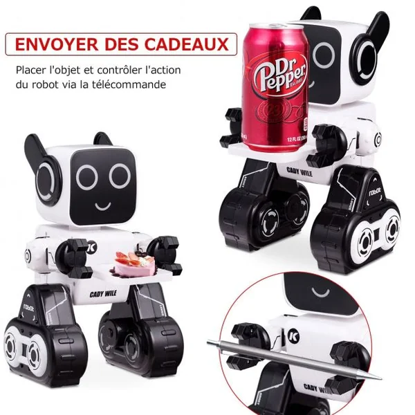 Rc Robot Intelligent Radiocommandé pour Enfant Danse et Chante Distance 15m en Abs 257x168x141cm Blanc