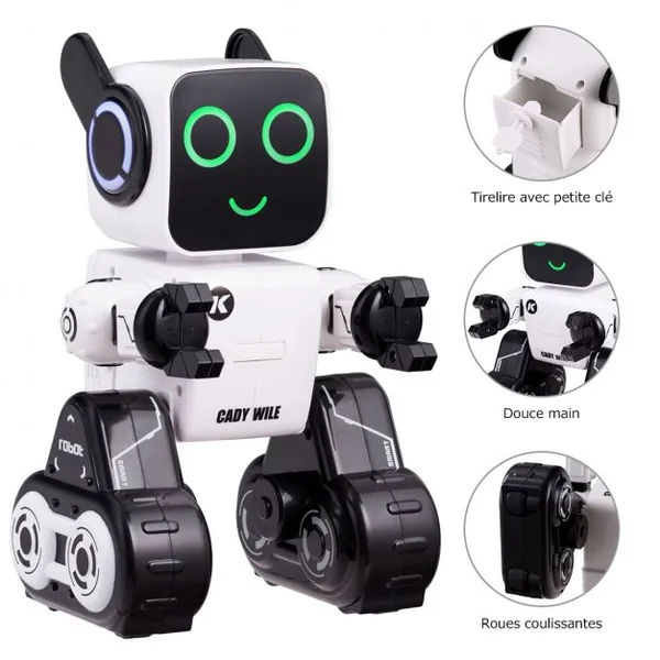 Rc Robot Intelligent Radiocommandé pour Enfant Danse et Chante Distance 15m en Abs 257x168x141cm Blanc