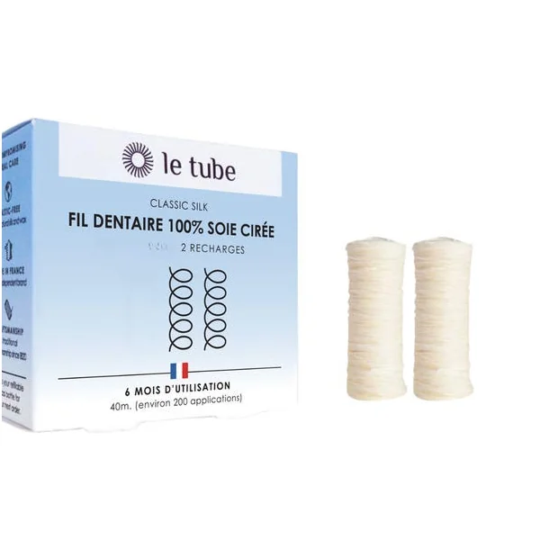 Recharge fil dentaire 100% soie cirée tube verre (2)