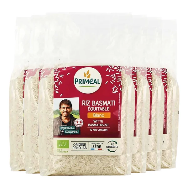Riz basmati blanc bio et équitable - Lot de 6x1kg