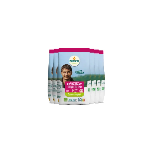 Riz basmati demi complet bio et équitable - Lot de 6x1kg