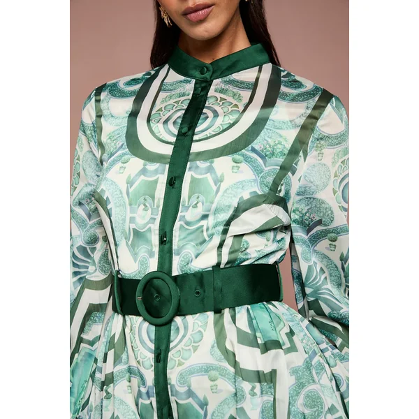 Robe Chemise Cintrée En Organza Lisa Tan
