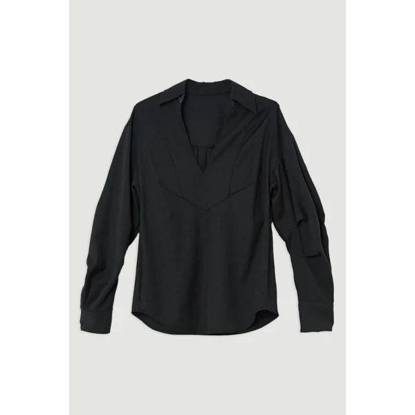 Robe Chemise Midi Cintrée À Manches Larges