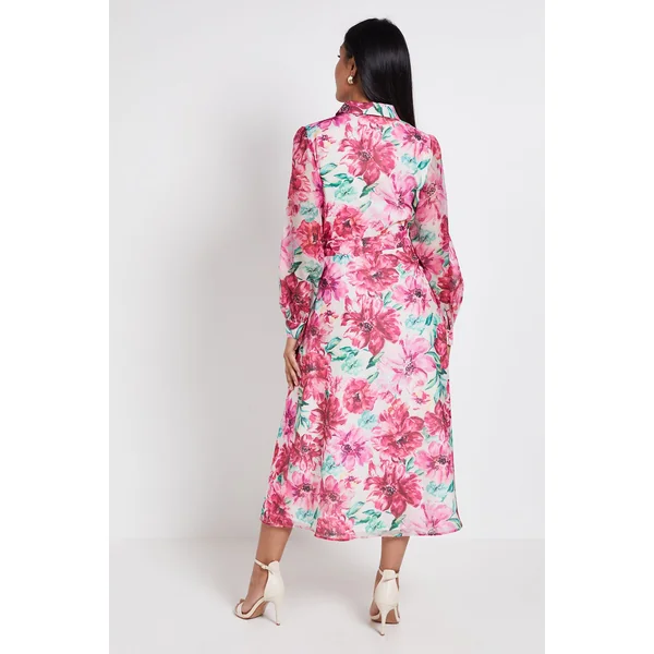 Robe Chemise Midi En Organza À Imprimé Floral Petite