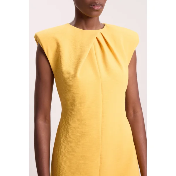 Robe Crayon Midi Ajustée Sans Manches Avec Détail D'encolure