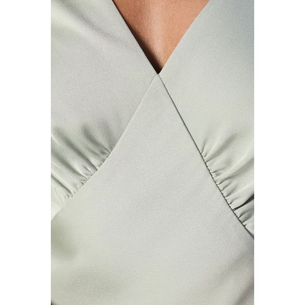 Robe de Demoiselle d'Honneur en Crêpe Satiné avec Nœud dans le Dos