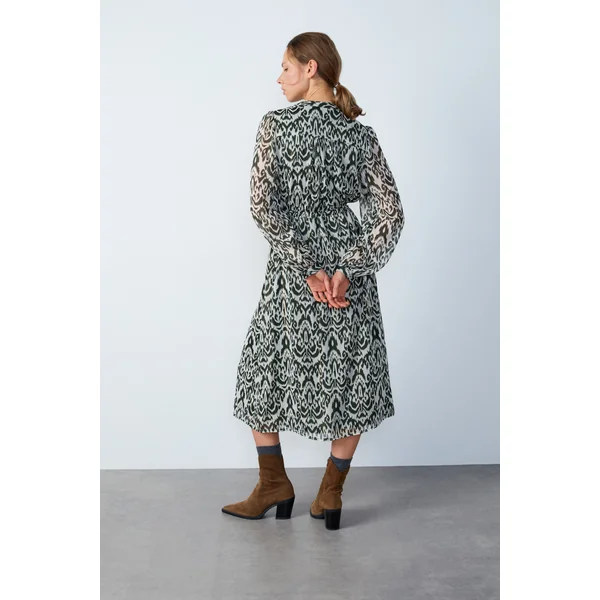 Robe fluide longue imprimée effet lamé