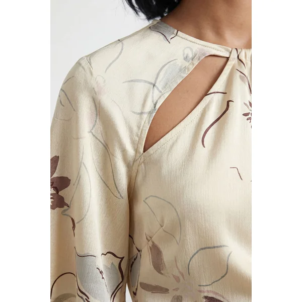 Robe Longue Asymétrique À Imprimé Floral Avec Manche Unique Et Découpe Goutte D'eau