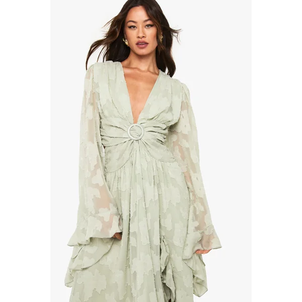 Robe Longue Texturée À Découpes Pour Grande Taille